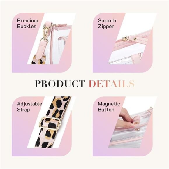 Clear Bag Stadium Approved PVC Crossbody Purse for Women Transparent Concert Bag - Picture 4 of 7